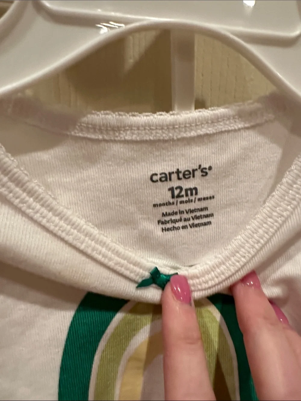 Carter's White Baby Tee with Green Graphic